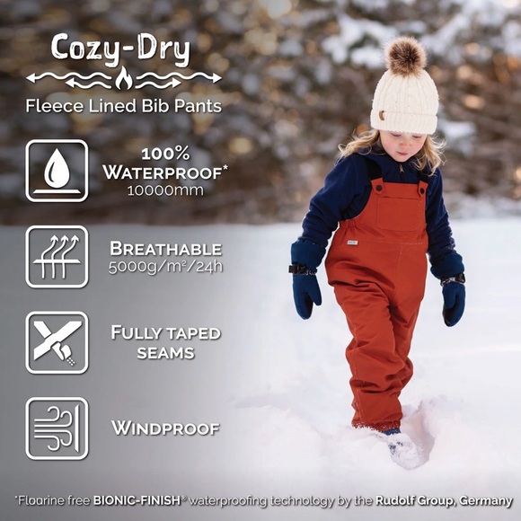 Kids Fleece Lined snow Rain Overalls Bibs - Picture 3 of 5